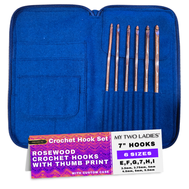 Juego de agujas de crochet | Palisandro | Tallas E, F, G, 7, H, I | Con estuche personalizado